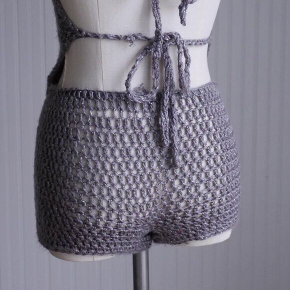 Hello! Silver‎ sparkle crocheted romper - Picture 6 of 8